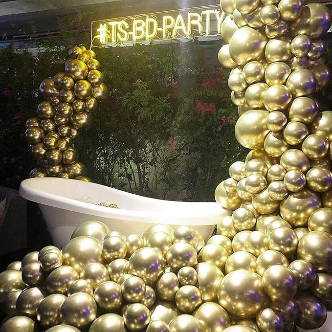 PartyWoo Gold Balloons 100pcs Metallic Gold Chrome Color 5 Inch | Balloons - Image 9