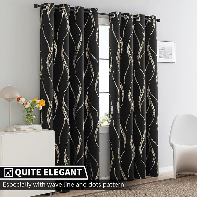 Yakamok Black Blackout Curtains - Image 2