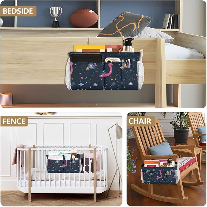 Bedside Caddy Metal Frame Hanging Organizer Bunk Bed Dorm Accessories Hook And - Image 8
