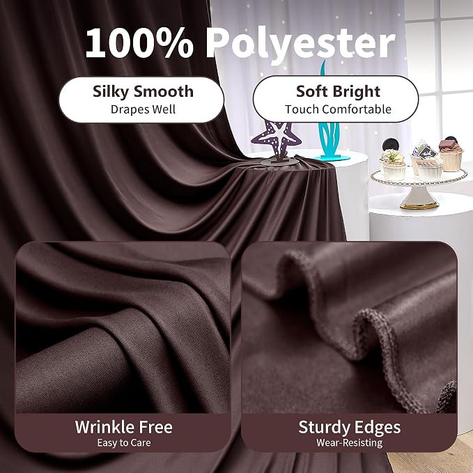 50×14 ft Wrinkle Free Brown Backdrop Curtain - Image 2