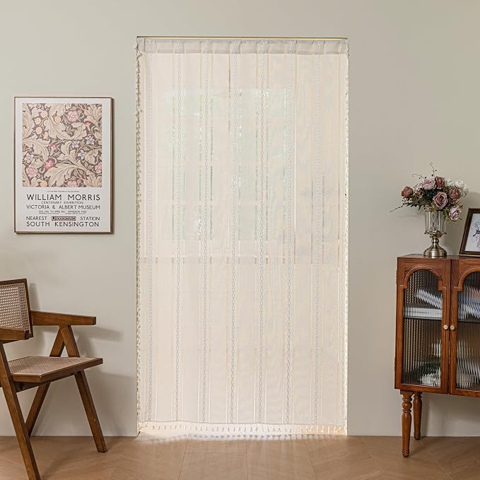 Sutuo Home Boho Door Curtains for Door Window, Bohemian Semi Blackout Curtains - Image 4