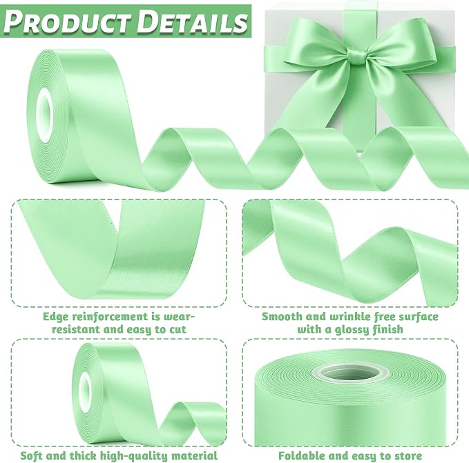 30Yards 1 1/2In Apple Green Ribbon - Image 3
