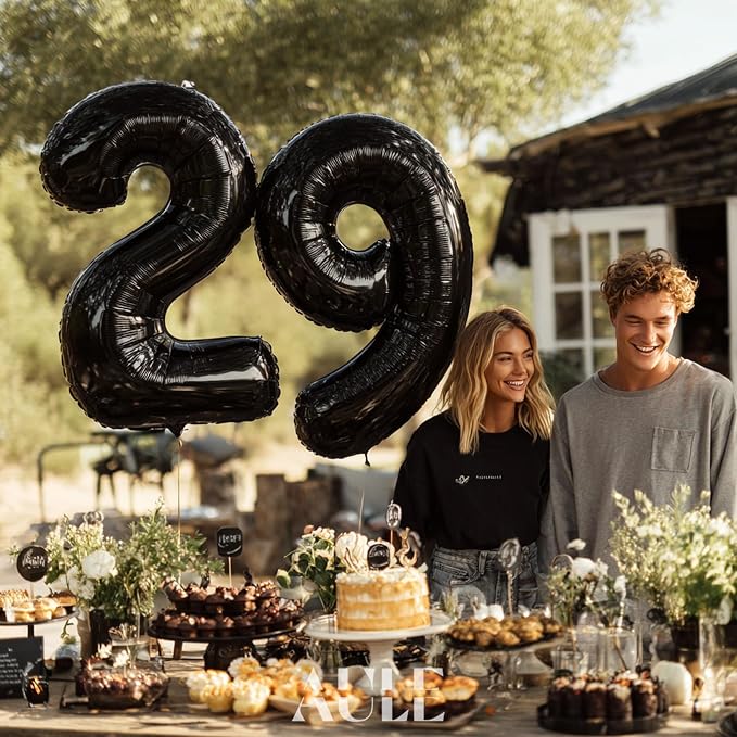 AULE 40 Inch Black Number Balloon 29 Foil 0-9 Birthday Big Numbers | Birthday - Image 2