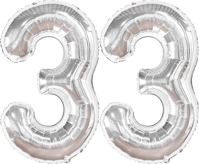 KatchOn 33 Balloon Numbers Silver 40 Inch, 33 Birthday Decorations | 33 number by KatchOn