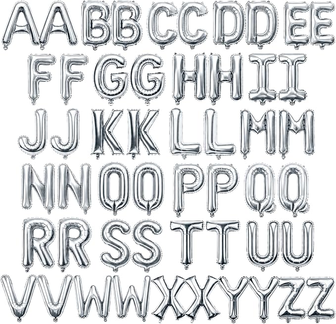 52 Pcs Silver Letter Balloons 16 Inch Mylar Foil Alphabet Letters 2 Sets A- Z by Togvu