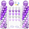 Purpe and Silver Balloon Column Stand Kit Set of 2 by ZyloonDecoration