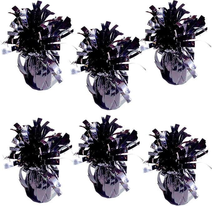 Glitter Black Balloon Weights, 6 Pack | Glitter black PET film; helium balloon - Image 2