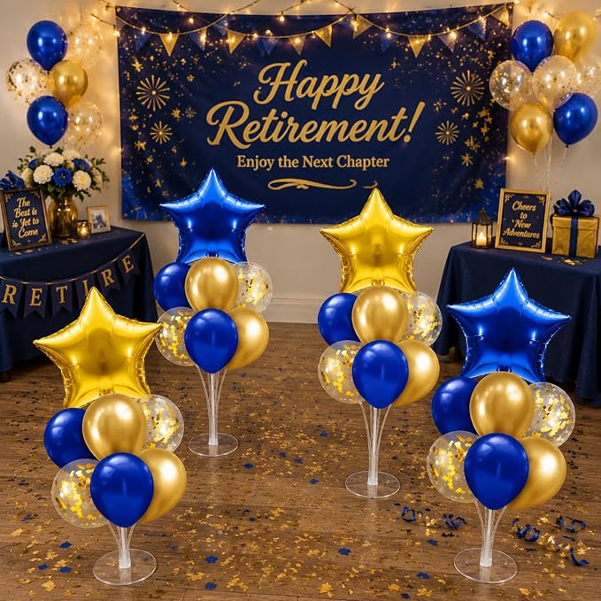 Lunmon 4 Sets Navy Blue Gold Balloons Centerpieces - Image 6
