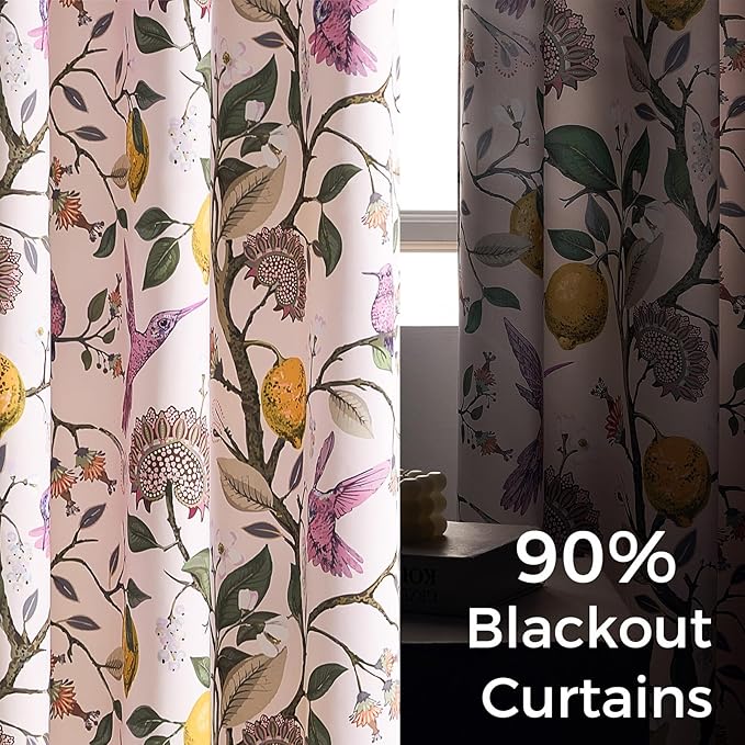Topfinel Pink Window Curtains 96 Inch Long Cute Heat Block Vintage Farmhouse - Image 3