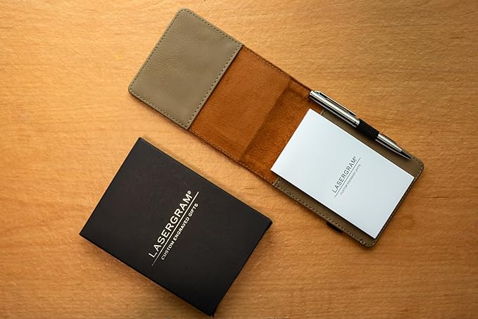 LaserGram Mini Padfolio with Notepad and Pen, Golfer Golfing, Personalized Engraving Included (Light Brown)