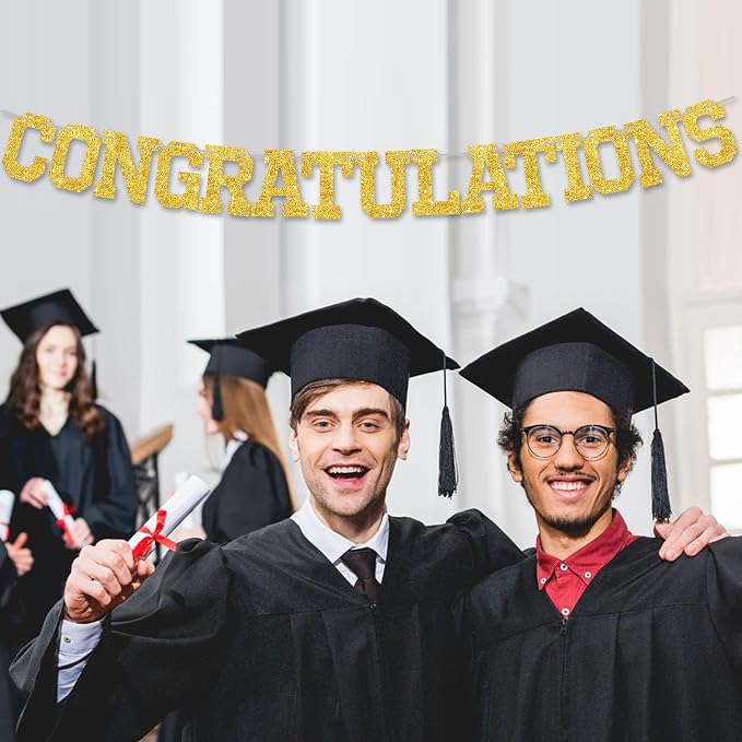BEISHIDA Glitter CONGRATULATIONS Banner Gold 2026 Graduation Party Decorations - Image 6