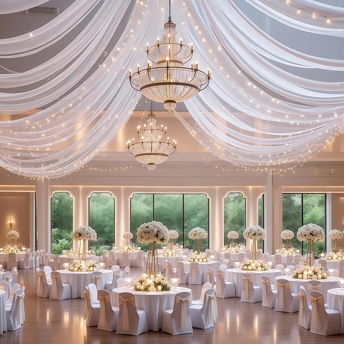 6 Panels White Ceiling Curtains - Image 6
