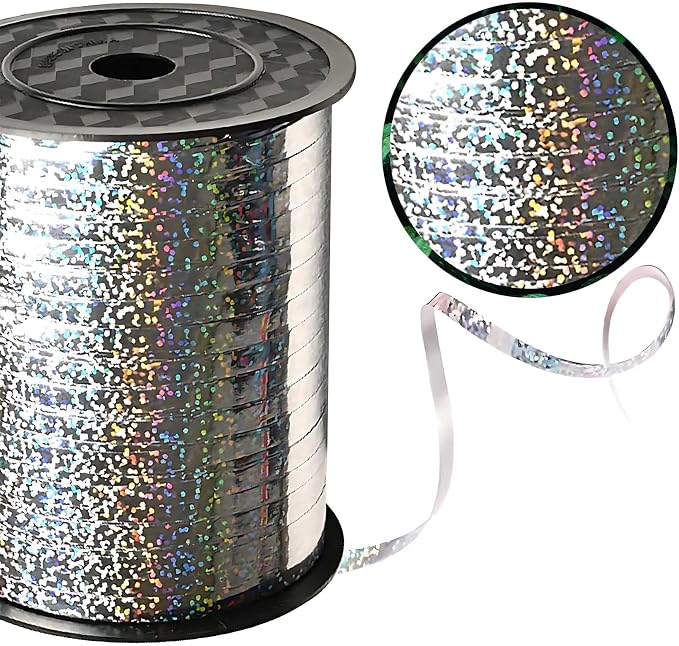500 Yard Silver Curling Ribbon Beautiful Metallic Crimped Ribbon-Balloon - Image 2