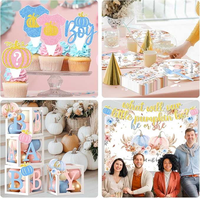 Pumpkin Gender Reveal Decorations, Fall Gender Reveal Decorations includes He - Image 5