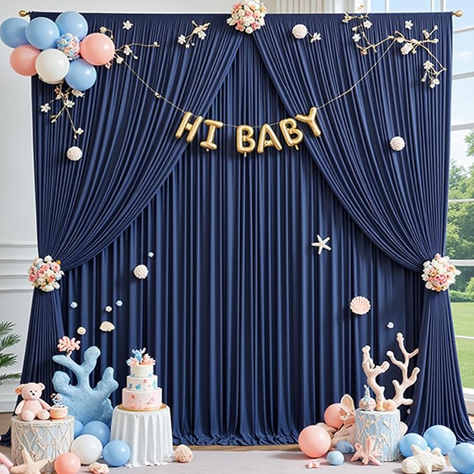 20×14ft Wrinkle Free Navy Blue Backdrop Curtain - Image 6