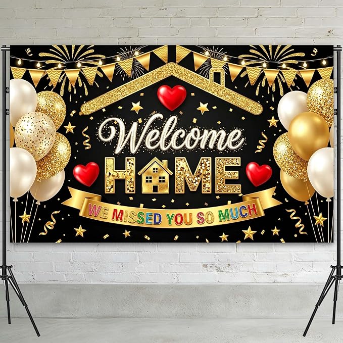 Welcome Home Banner Backdrops for Wall, 72x43 in We Missed You So Much Sign for - Image 5