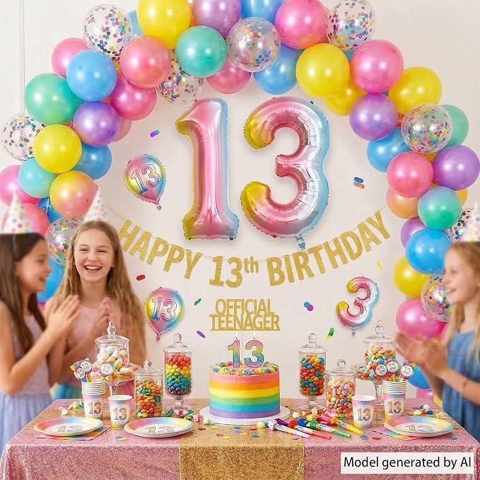 Rainbow Ombre Number 13 Balloon 40 Inch Pastel Foil - Image 8