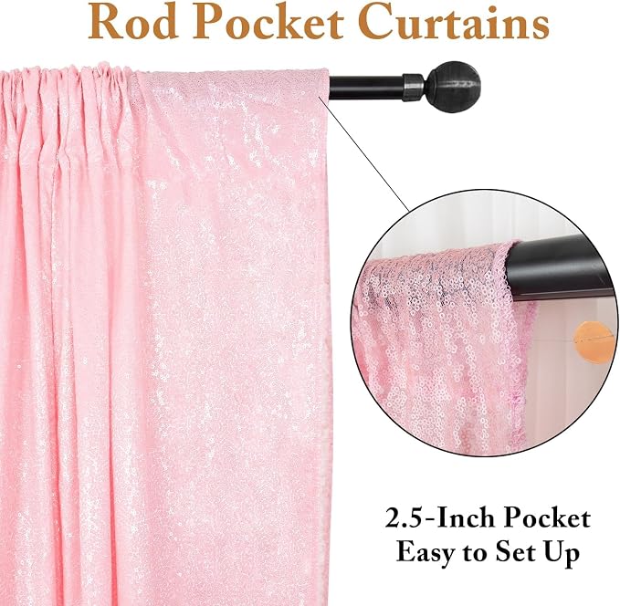 ShinyBeauty 5x7FT Pink Sequin Photobooth Backdrop | Sparkle Wedding & Birthday - Image 3