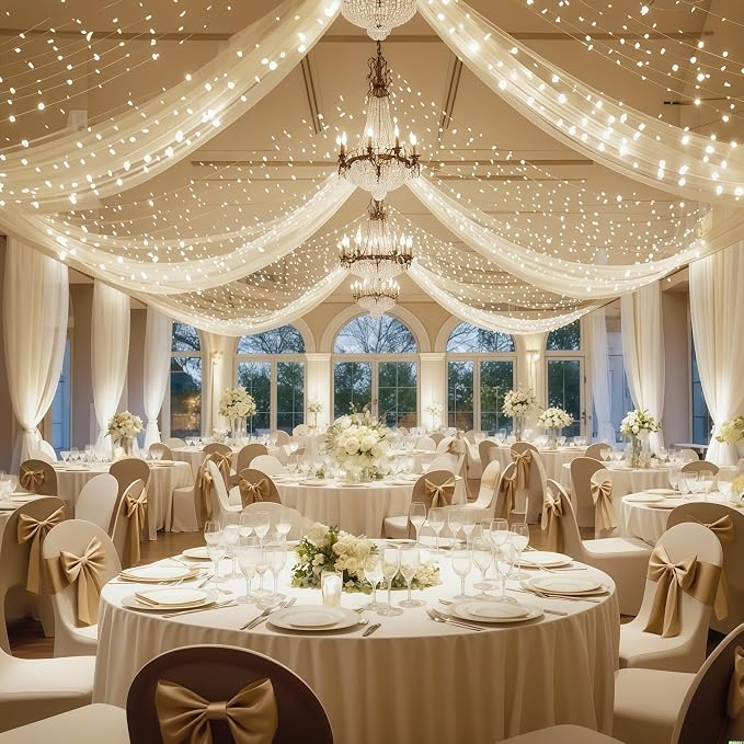 6 Panels Beige Ceiling Curtains - Image 4
