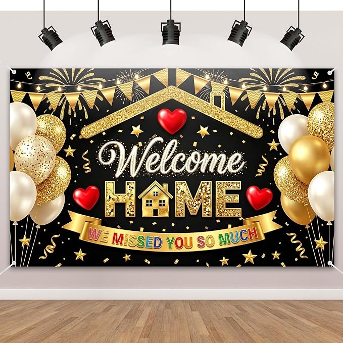 Welcome Home Banner Backdrops for Wall, 72x43 in We Missed You So Much Sign for by Bafode