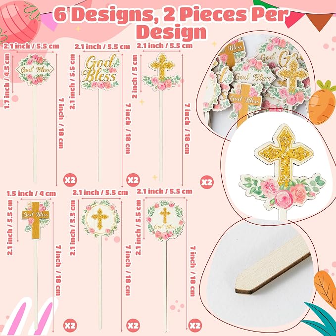 TICIAGA Floral God Bless Decorative Picks - Image 2