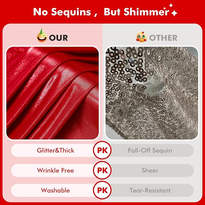 20x10ft Shimmer Red Sequin Backdrop Curtain - Image 2