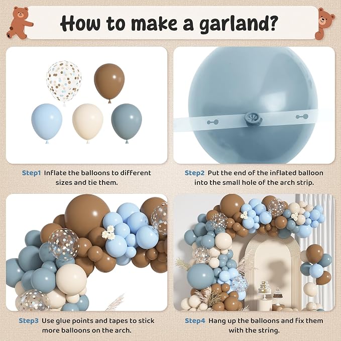 142Pcs Dusty Blue and Brown Balloons Arch Kit Different Size | Pastel Sand - Image 7