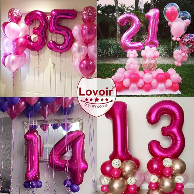 Hot Pink 28 Number Balloons, 40 Inch Giant Number 28 Balloons Foil Mylar Helium - Image 7
