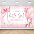 Pink Bow Baby Shower Banner Girl Baby Shower Party Decorations A Sweet Little by AVEZANO