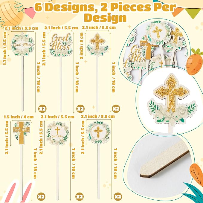 TICIAGA Floral God Bless Decorative Picks - Image 2