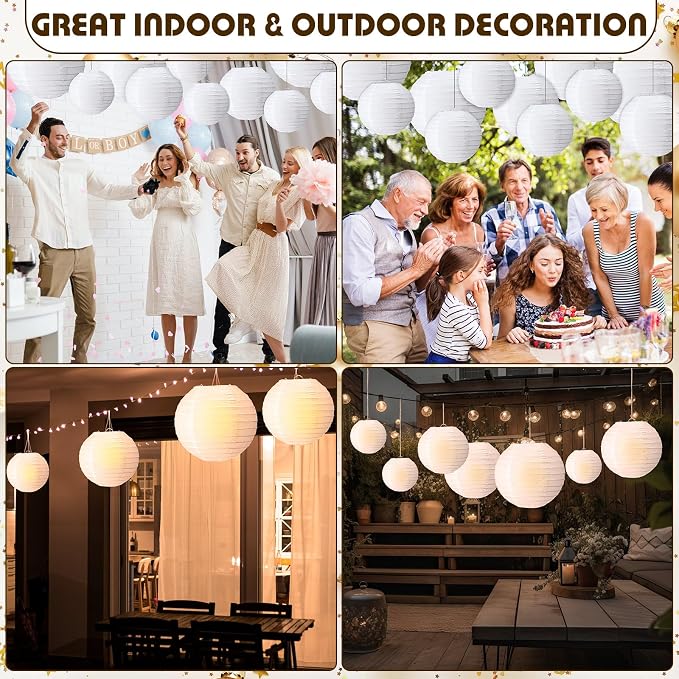 Treela 48 Pcs Paper Lanterns Party Decorations Chinese Lanterns Round Paper - Image 7