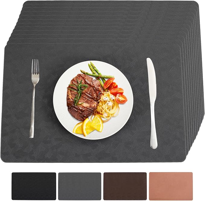 Vinyl Placemats Set of 12 Heat Resistant Easy Clean Non-Slip Place Mats by BxzanDya-LifeSmartMaker