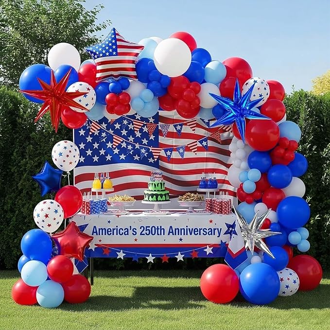 Red White and Blue Balloon Garland Kit by yeewaka