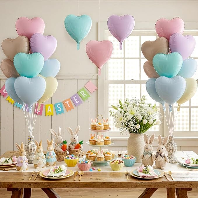 Pastel Heart Balloons, 18 Inch Pastel Colorful Helium Balloon - Image 4