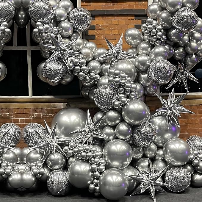 Metallic Silver Balloons Different Sizes 135pcs 18 12 10 5 Inch Sliver Balloon - Image 5