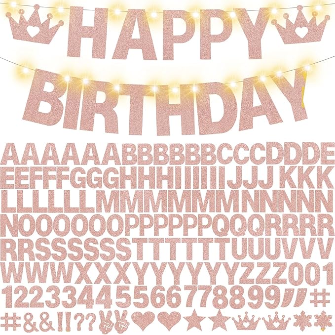 167Pcs DIY Glitter Customizable Banner Kit Custom Banner Happy Birthday Letters by WELITTCON