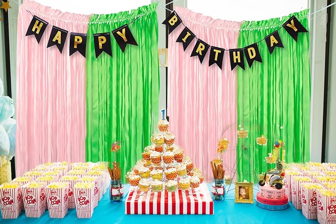 Pink and Green Ribbon Curtain Backdrop, Pre-Strung 6.56×3.77ft Hanging Ribbon - Image 7