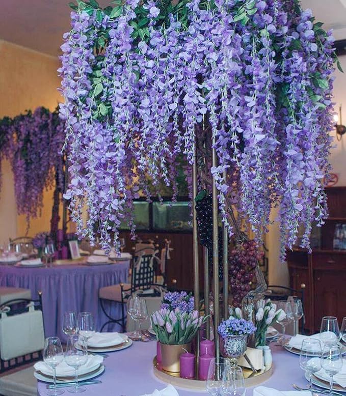 36pcs Artificial Wisteria Flowers 3.6 Feet/Piece Purple Dense Artificial Fake - Image 6