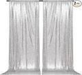 PartyDelight Silver Sequin Backdrop Curtains 5x10ft 2 Panels | Sparkly 3mm by PartyDelight