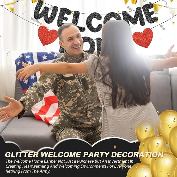 Fulmoon Pre Strung Welcome Home Banner Glitter Funny Welcome Sign - Image 5