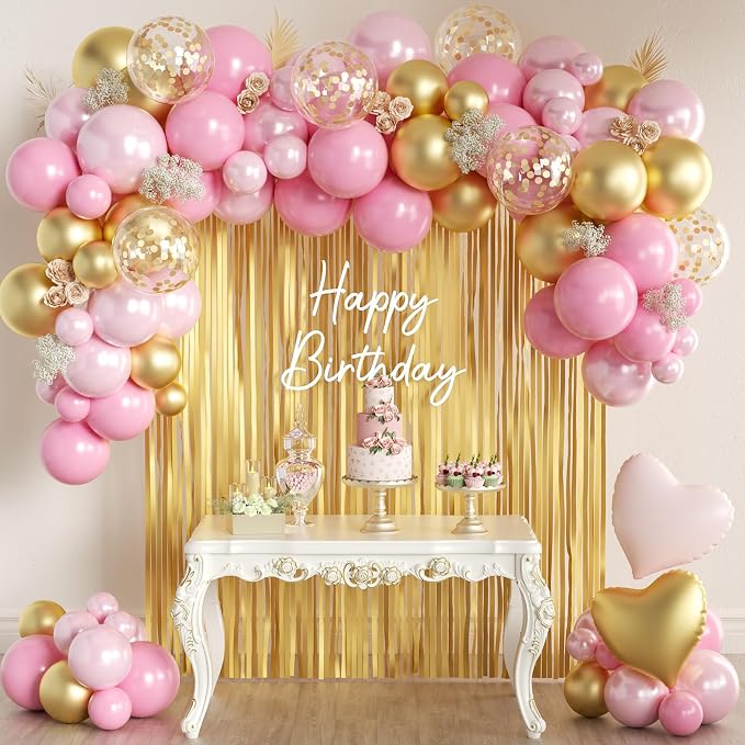 157PCS Pink and Gold Balloons Garland Arch Kit by MEBAY