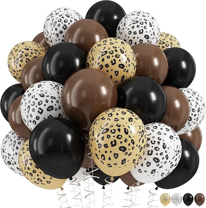 Cheetah Print Balloons, Jungle Animal Balloon Cheetah Decorations by HILAVO