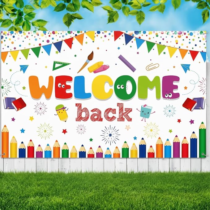 Tatuo Welcome Back to School Banner First Day of School Backdrop Banner Large by Tatuo
