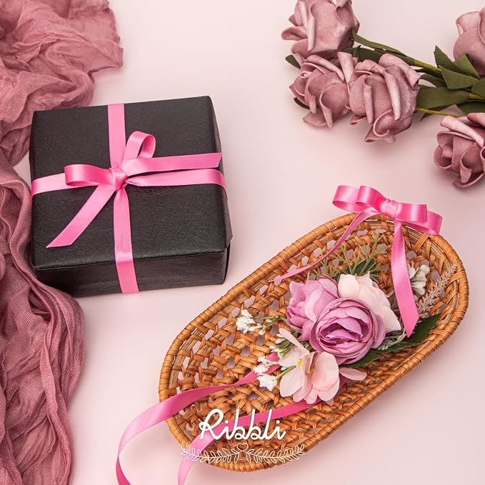 Ribbli Double Faced Hot Pink Satin Ribbon, 3/8” x Continuous 25 Yards, Use - Image 3