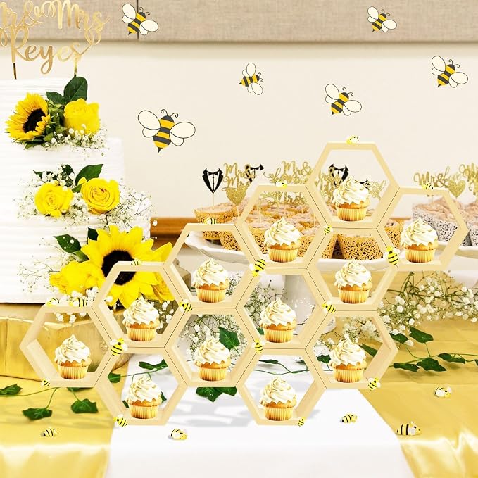 8 Pcs 4.13 Inch Honeycomb Cupcake Stand Cake Farmhouse Hexagon Display Holder - Image 2