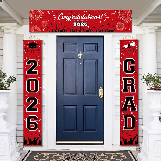Party Spot！125 PCS Red and Black Graduation Party Decorations, 2026 Graduation - Image 4