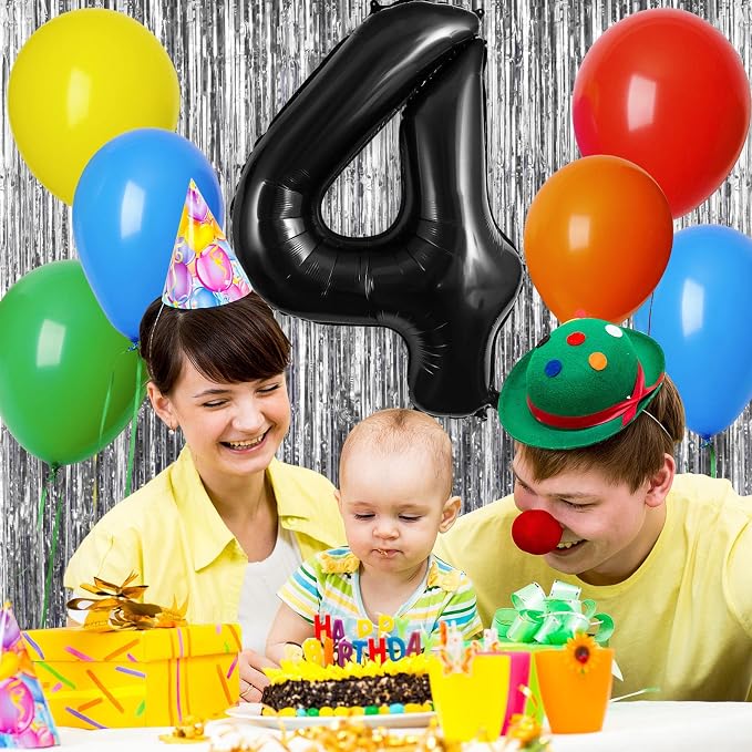 Black Number 4 Balloons 40 Inch Large Foil Balloons, Giant Number Balloon - Image 6