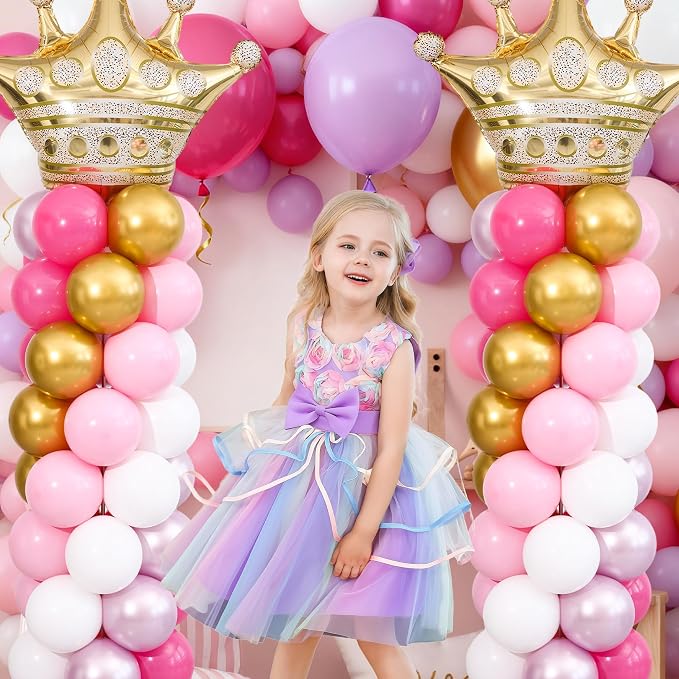Princess Pink and White Gold Balloon Column Stand Kit Set of 2 - Image 2