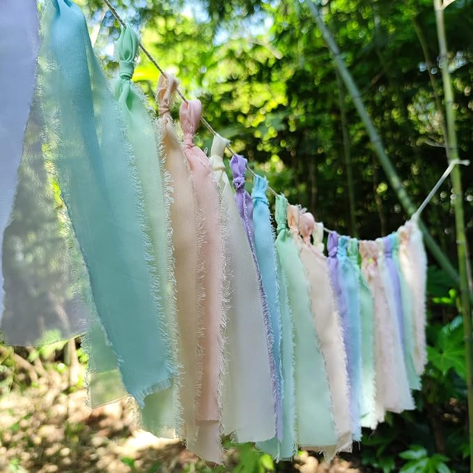 Pastel Chiffon Tassel Garland Wall Hanging Decor - Image 5