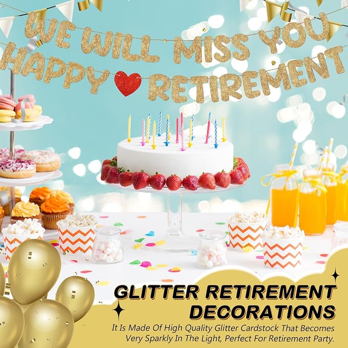 Fulmoon Pre Strung Happy Retirement and We Will Miss You Banner Bunting - Image 7